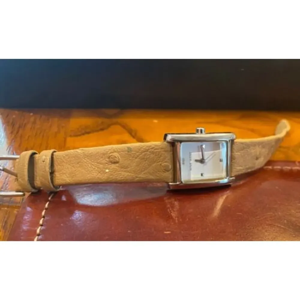 Women's 20mm Silver Tone Nine West Watch, Tan Band